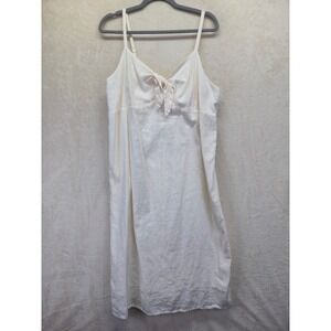 Old Navy Women XL Cream Linen Blend Tie Front Midi Dress Sleeveless Off White